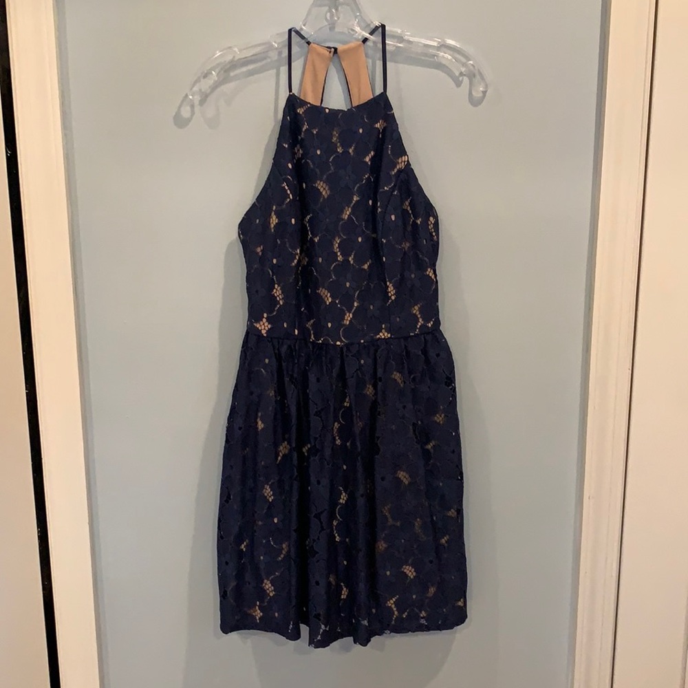 City Triangles Navy Lace Dress
